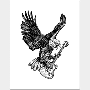 SEEMBO Eagle Playing Guitar Guitarist Musician Music Band Posters and Art